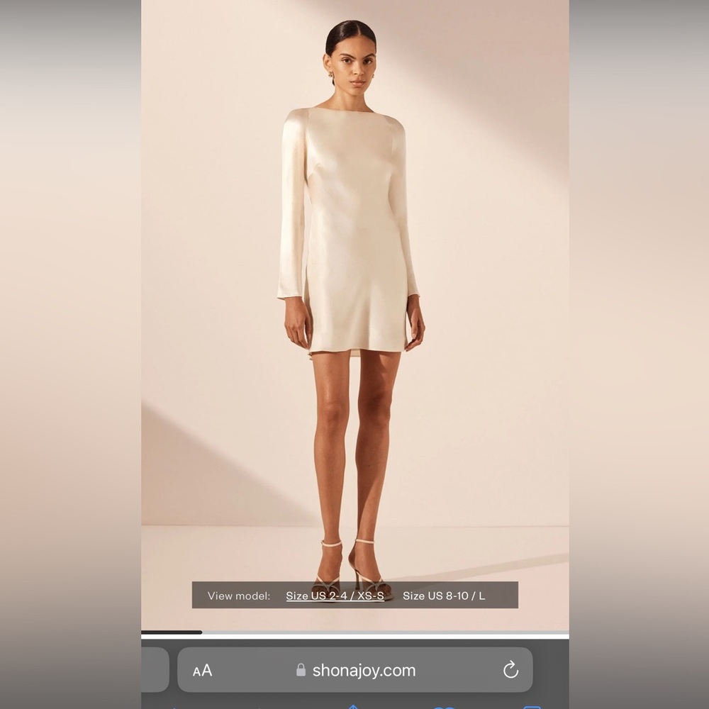 Shona Joy La Lune Long Sleeve Backless Mini Dress- Cream